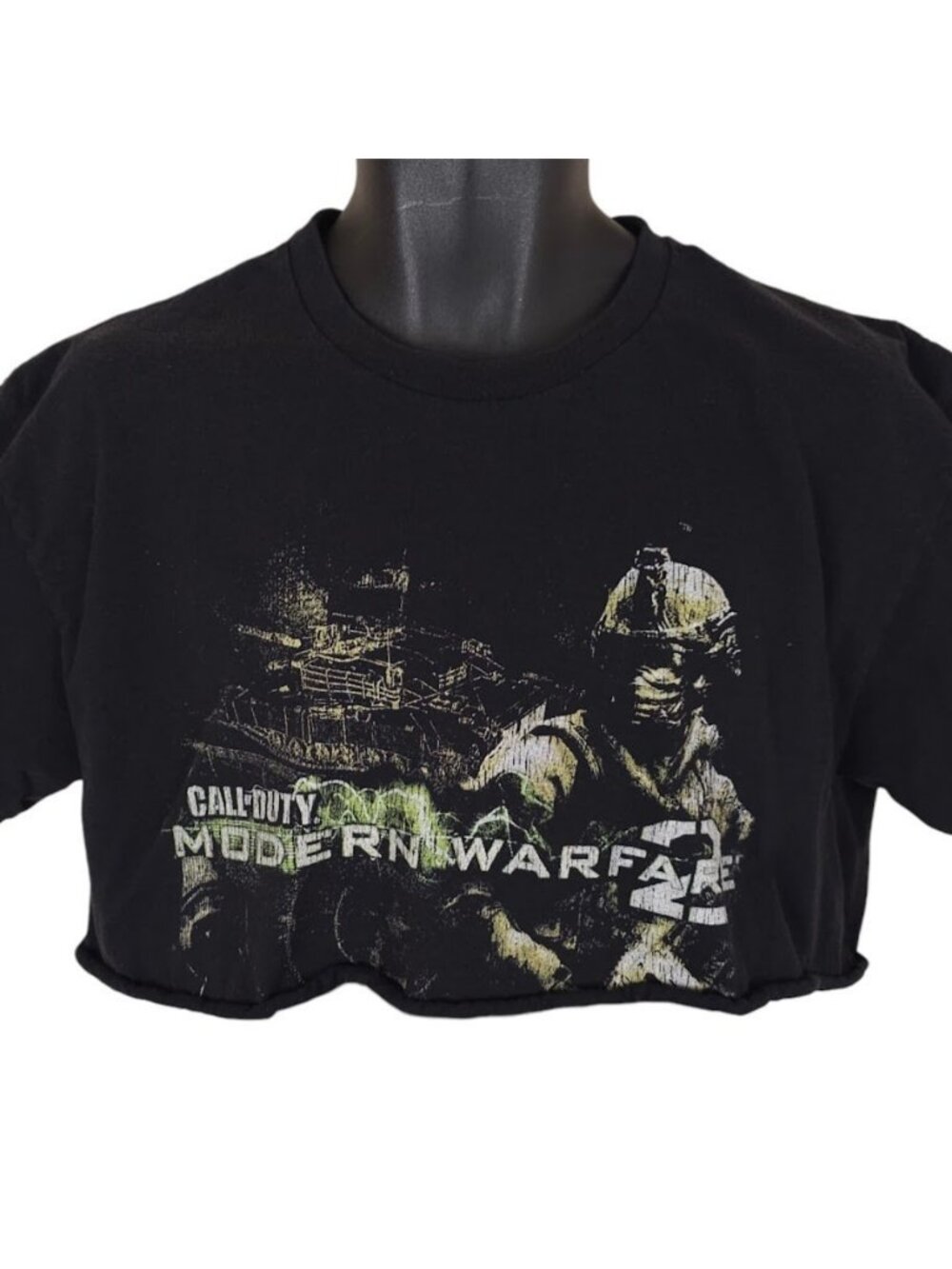Call Of Duty Crop Top T Shirt Mens Size Medium Black Modern Warfare 2 Made In US